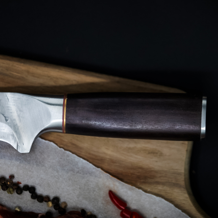 Wand III Kés, horgászat és vadászat,  kalapált hammerhead, 5Cr13 acél, Wenge fa nyél, 26 cm [2]