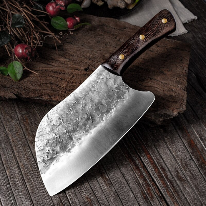 Satar Dorado, Bucatarie & Camping, Finisaj Hammered, Otel 4Cr13, Maner Lemn Wenge, 30 cm [6]
