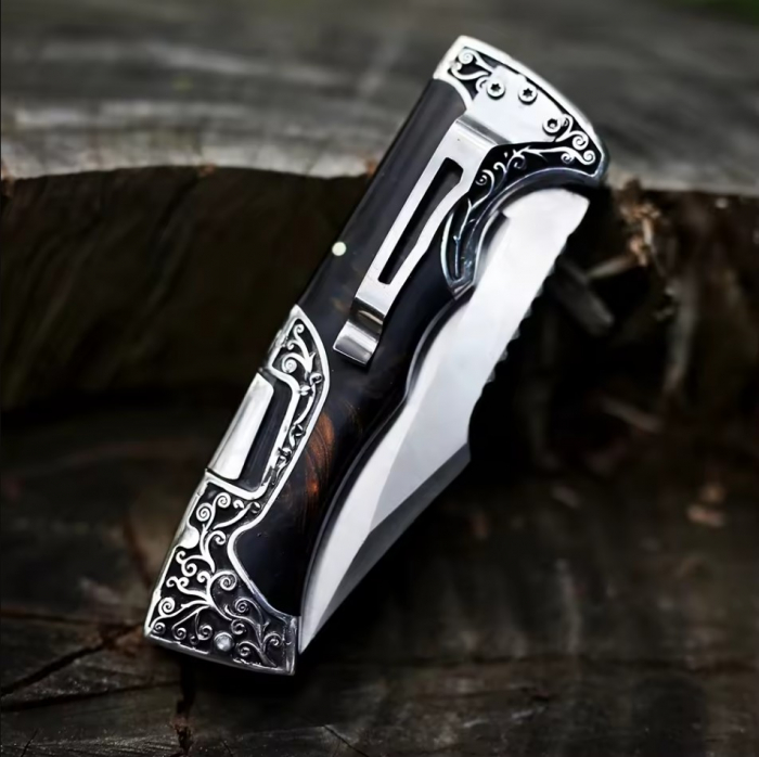 Briceag Shark, Camping & Drumetie, Otel 440B, Maner Lemn Rosewood sau Rasina, 23 cm [3]