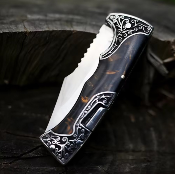 Briceag Shark, Camping & Drumetie, Otel 440B, Maner Lemn Rosewood sau Rasina, 23 cm [4]