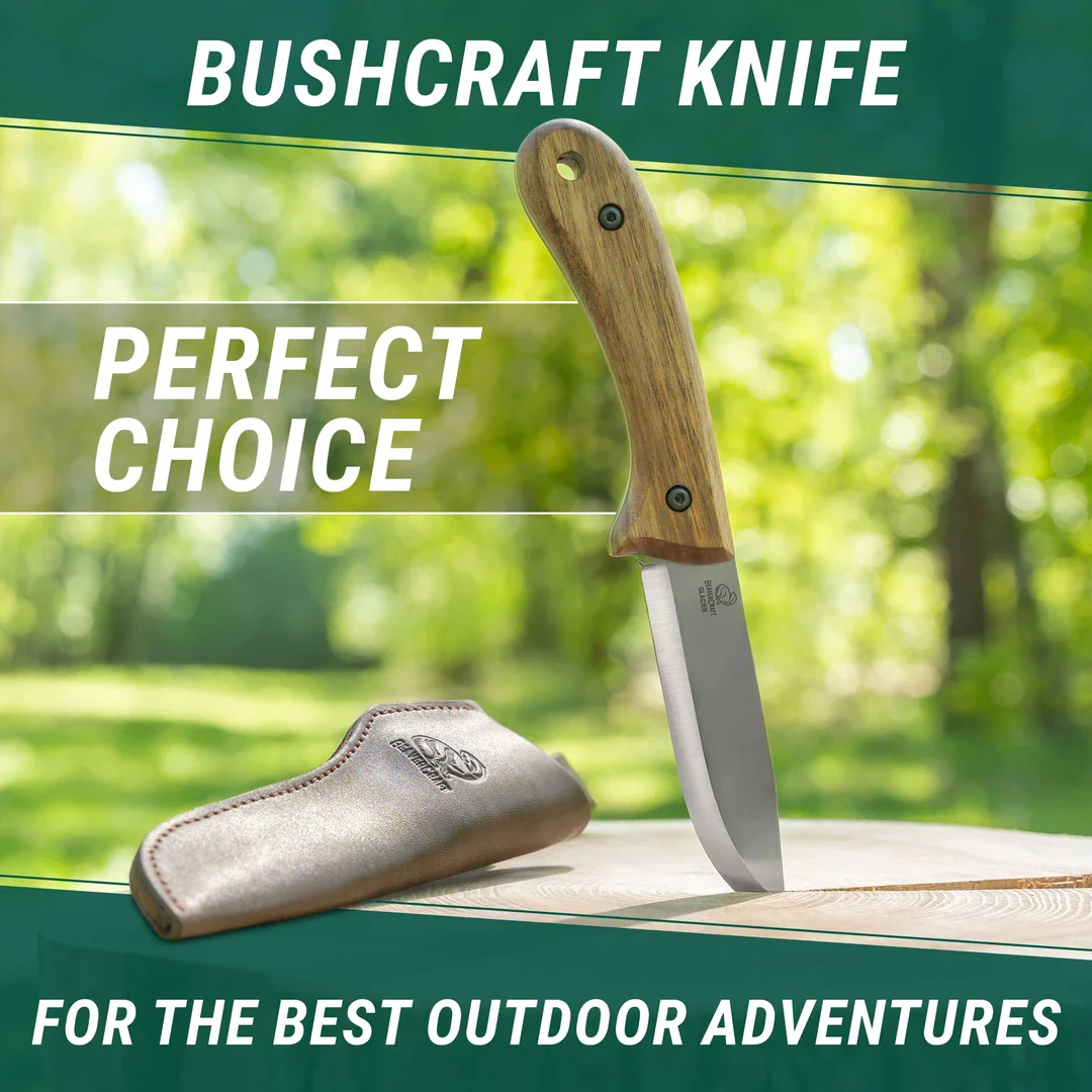 BSH2 Glacier – Cutit Bushcraft, Otel Carbon, Maner Nuc, Teaca Piele, 24 cm [7]