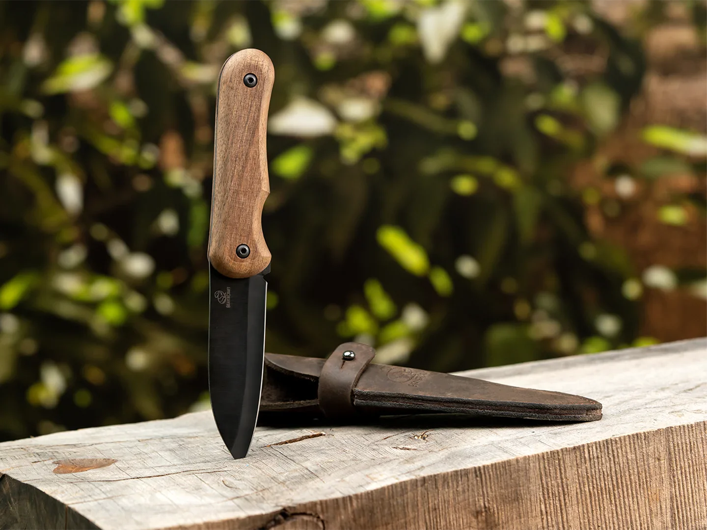 BSH5 Shadow – Cutit Bushcraft Compact, Otel Carbon, Maner Nuc, Teaca Piele, 21 cm [6]