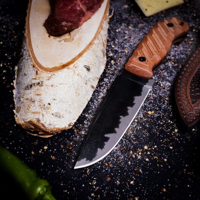 Cutit American Winkler, Camping & Drumetie, Otel Carbon A2, Maner Micarta, Teaca Piele Artificiala, 23 cm [5]