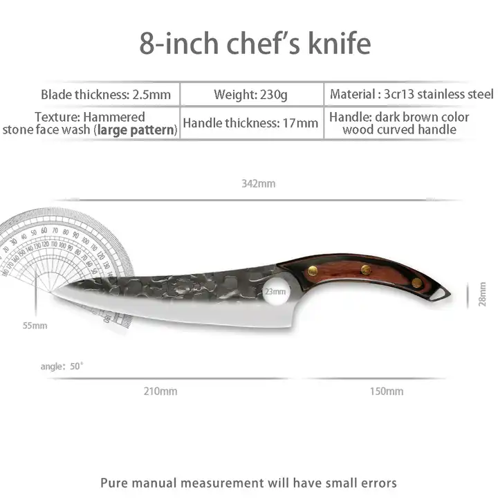 Cutit Anteater, Bucatarie & Camping, Finisaj Black Hammered, Otel 3Cr13Mov, Maner Lemn Pakka, 29 cm [3]