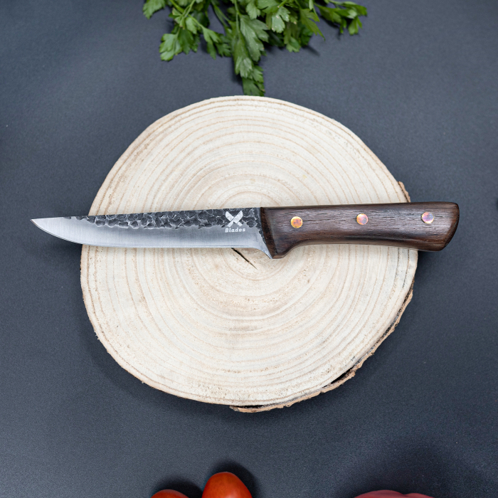 Cutit Barracuda, Bucatarie & Camping, Finisaj Hammered, Otel 4Cr13, Maner Lemn Wenge, 26 - 29.5 cm [5]