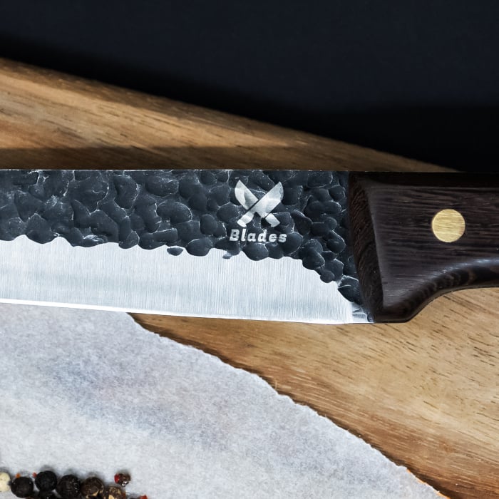 Cutit Barracuda, Bucatarie & Camping, Finisaj Hammered, Otel 4Cr13, Maner Lemn Wenge, 26 - 29.5 cm [3]