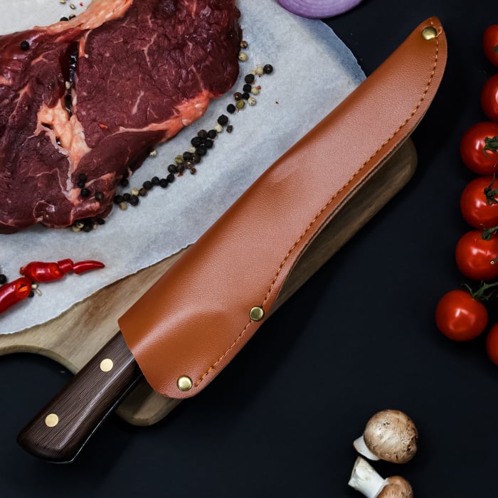 Cutit Barracuda, Bucatarie & Camping, Finisaj Hammered, Otel 4Cr13, Maner Lemn Wenge, 26 - 29.5 cm [4]