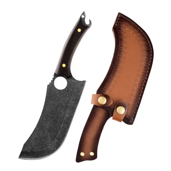 Cutit Battle, Bucatarie & Camping, Finisaj Black, Otel 5Cr13, Maner Lemn Ebony, 30 cm [3]