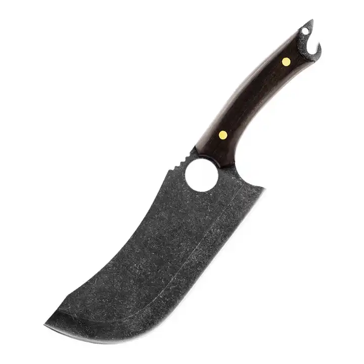 Cutit Battle, Bucatarie & Camping, Finisaj Black, Otel 5Cr13, Maner Lemn Ebony, 30 cm [2]