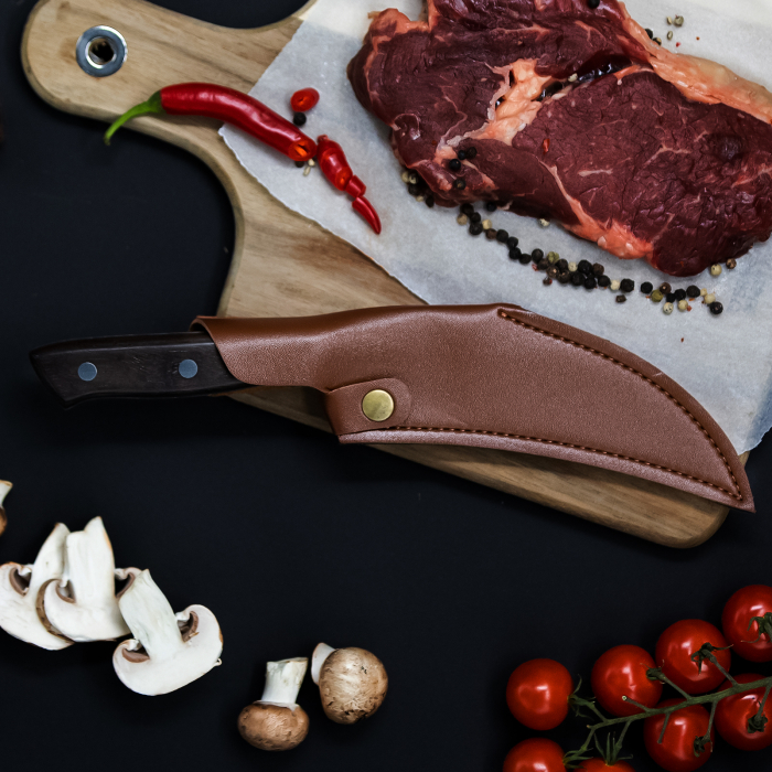 Cutit Crow, Vanatoare & Bushcraft, Finisaj Wave, Otel 5Cr15, Maner Lemn Wenge, 26.5 cm [3]
