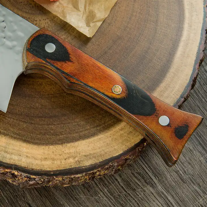Cutit Finesse, Bucatarie & Camping, Finisaj Hammered Lucios, Otel 5Cr13, Maner Lemn Pakka, 29.5 cm [8]