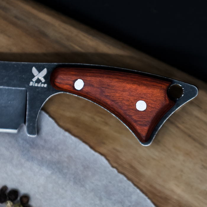 Cutit Goat, Vanatoare & Bushcraft, Finisaj Black Stone Wash, Otel 4Cr13, Maner Redwood, 15cm [5]