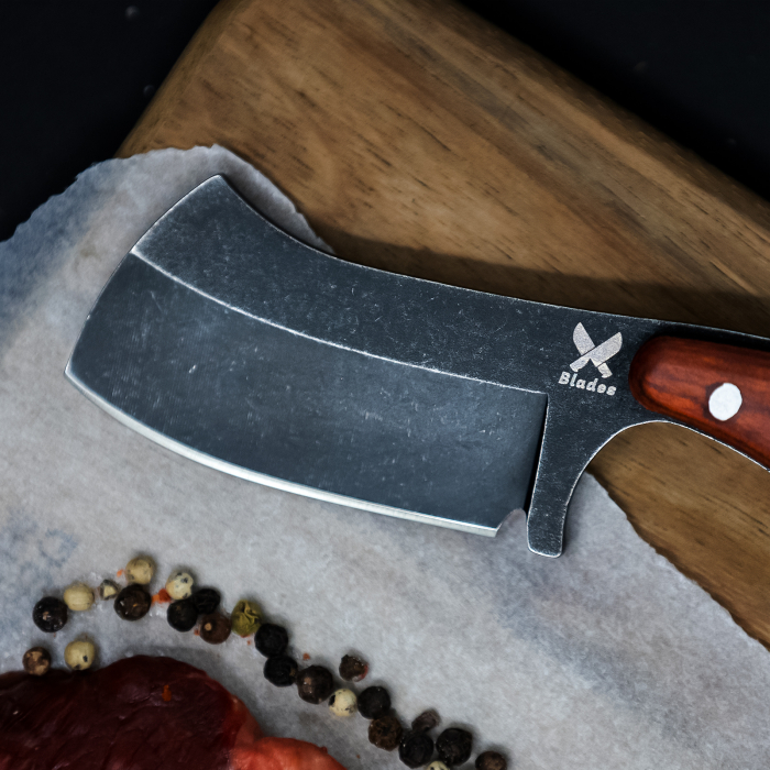 Cutit Goat, Vanatoare & Bushcraft, Finisaj Black Stone Wash, Otel 4Cr13, Maner Redwood, 15cm [3]