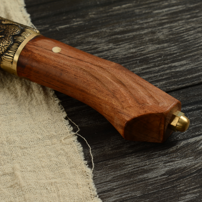 Cutit Golden Dragon III, Bucatarie & Camping, Finisaj Hammered, Otel 7Cr17, Maner Lemn Rosewood, 28.5 cm [9]