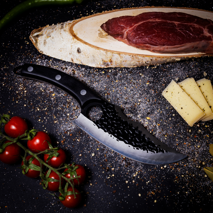 Cutit Japonez II, Bucatarie & Camping, Finisaj Hammered, Otel Inoxidabil 420, Maner Lemn, 26.5 cm [2]