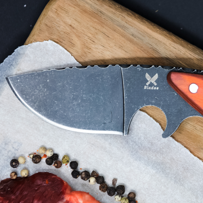 Cutit Lion, Vanatoare & Bushcraft, Finisaj Black Stone Wash, Otel 4Cr13, Maner Redwood, 15 cm [4]