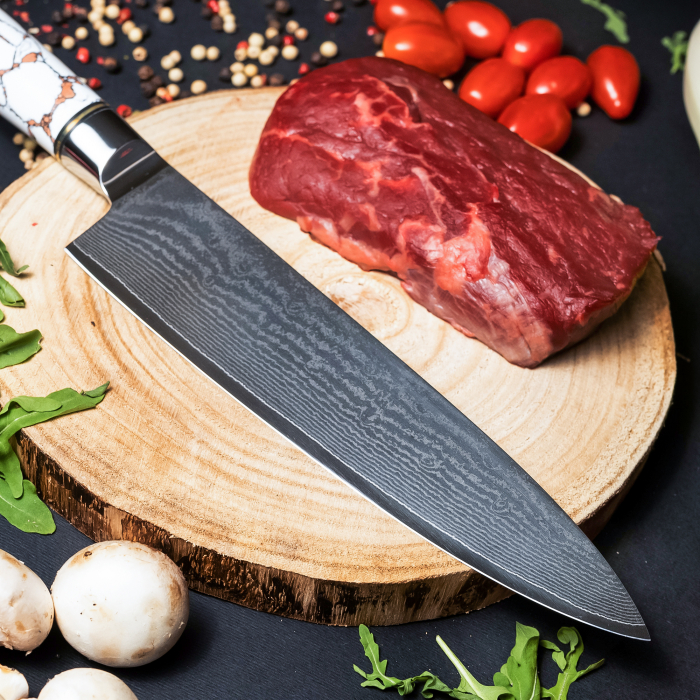 Cutit Profesional Chef02 Bucatarie, Otel Damasc VG10, Maner Piatra, 32.5 cm [3]