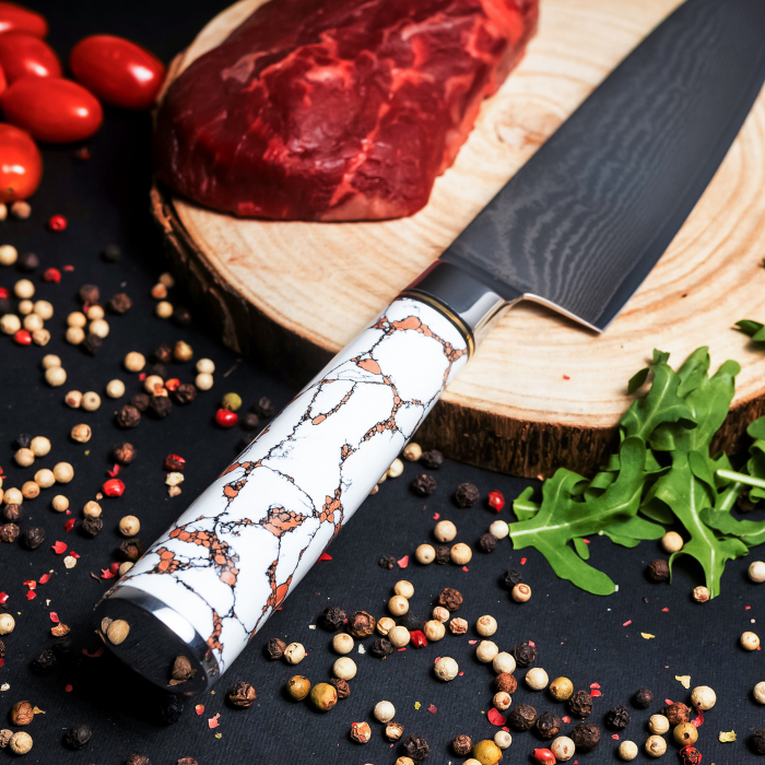 Cutit Profesional Chef02 Bucatarie, Otel Damasc VG10, Maner Piatra, 32.5 cm [2]