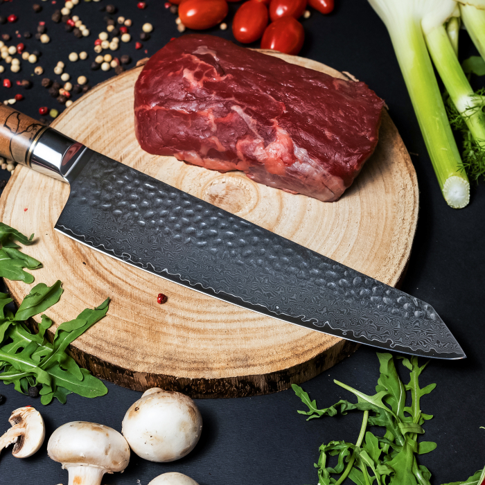 Cutit Profesional Chef08 Bucatarie, Otel Damasc VG10, Maner Lemn Granulat Stabilizat, 33 cm [2]