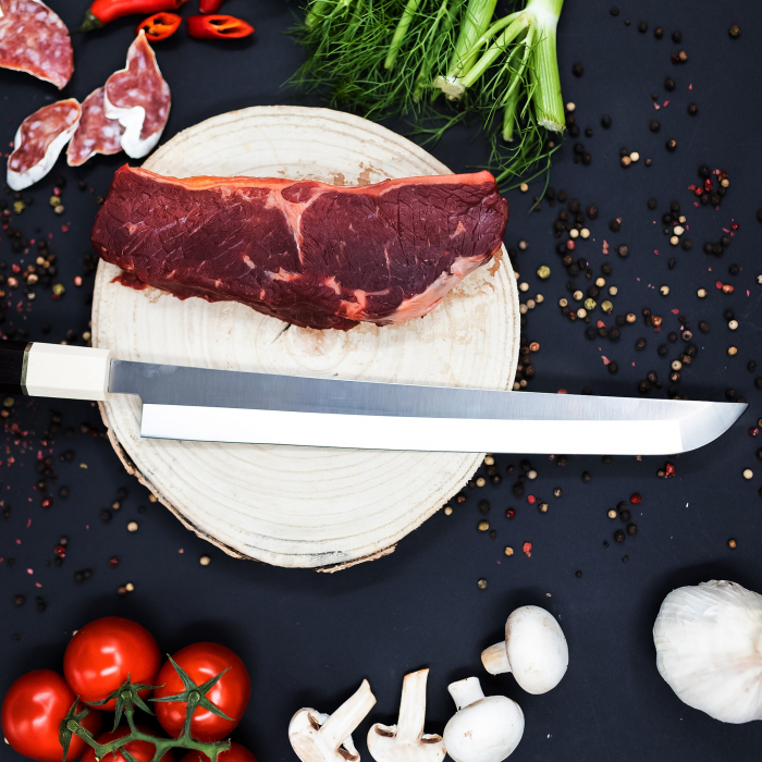 Cutit Sashimi, Bucatarie, Finisaj Simplu, Otel Inoxidabil VG10, Maner Lemn Ebony, 43 cm [5]