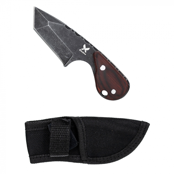 Cutit Snake, Vanatoare & Bushcraft, Finisaj Black Stone Wash, Otel 4Cr13, Maner Redwood, 12.5 cm [2]
