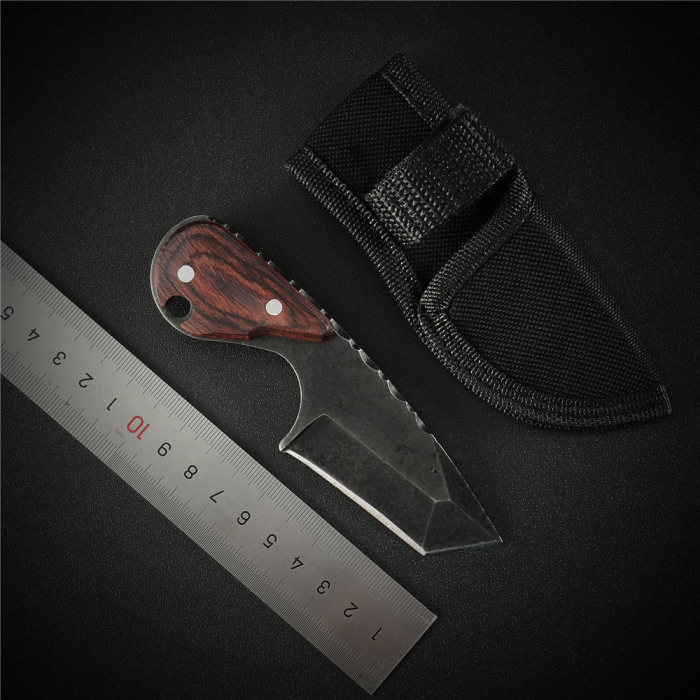 Cutit Snake, Vanatoare & Bushcraft, Finisaj Black Stone Wash, Otel 4Cr13, Maner Redwood, 12.5 cm [5]