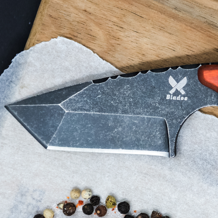 Cutit Snake, Vanatoare & Bushcraft, Finisaj Black Stone Wash, Otel 4Cr13, Maner Redwood, 12.5 cm [4]