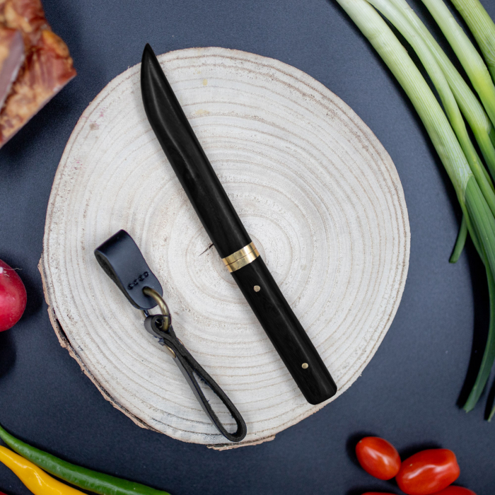 Cutit Tanto Mini Luxury, Bucatarie & Camping, Otel Damasc VG10, Maner Red Wood, 19,5 cm [7]