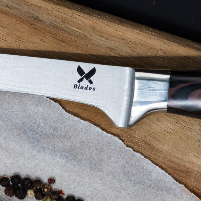 Cutit Trout, Pescuit & Vanatoare, Finisaj Laser Damasc, Otel Inoxidabil 4Cr13Mov, Maner Lemn Pakka, 27.5 cm [3]