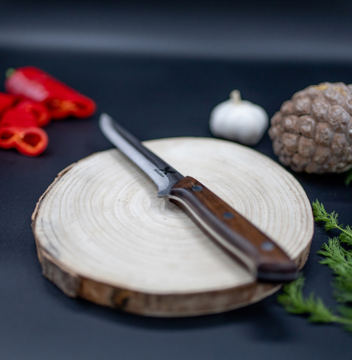 Cutit Trout II, Pescuit & Vanatoare, Finisaj Raw, Otel 5Cr15, Maner Lemn Wenge, 27 cm [8]
