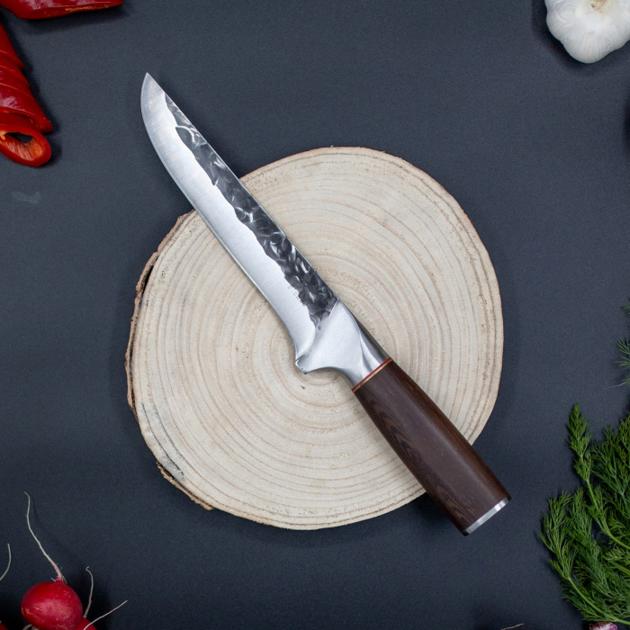 Cutit Trout III, Pescuit & Vanatoare, Finisaj Hammered, Otel 5Cr15, Maner Lemn Wenge, 29.5 cm [5]