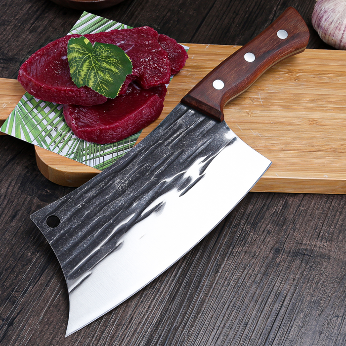 Satar Almazan Bison II, Bucatarie & Camping, Finisaj Wave, Otel 5Cr15, Maner Lemn Red Sandalwood, 27 cm [5]