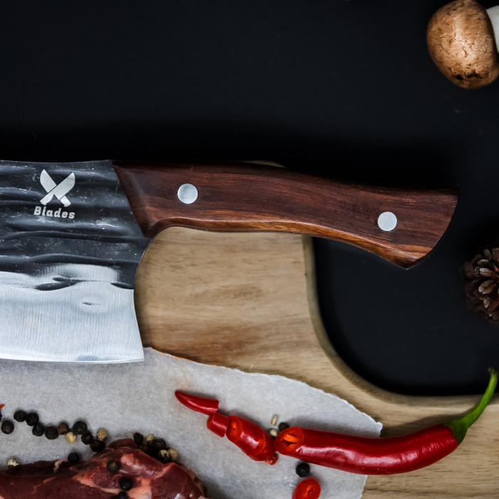 Satar Almazan Bison II, Bucatarie & Camping, Finisaj Wave, Otel 5Cr15, Maner Lemn Red Sandalwood, 27 cm [3]