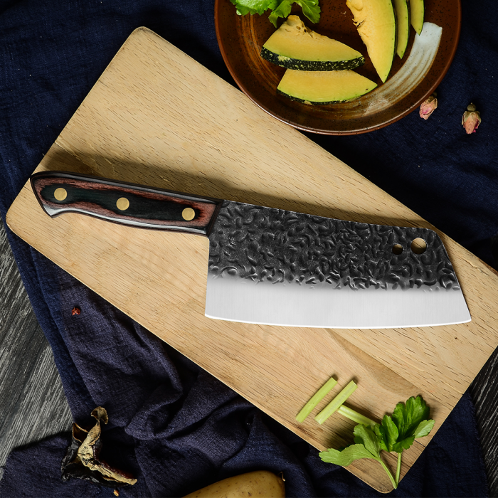 Satar Borneo, Bucatarie & Camping, Finisaj Hammered, Otel 3Cr13, Maner Lemn Pakka, 30 cm [7]