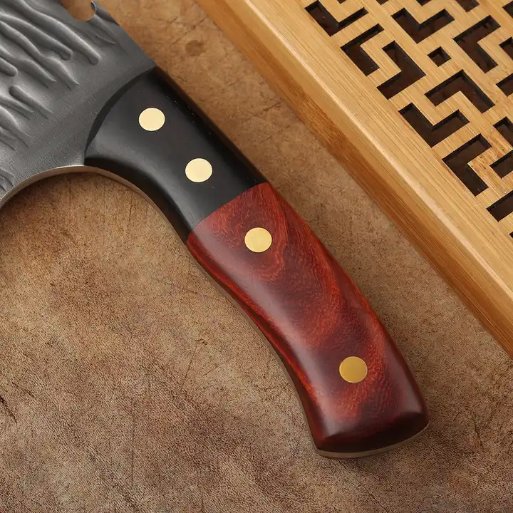 Satar Vulcan, Bucatarie & Camping, Finisaj Hammered, Otel 4Cr13Mov, Maner Lemn Wenge, 28 cm [9]