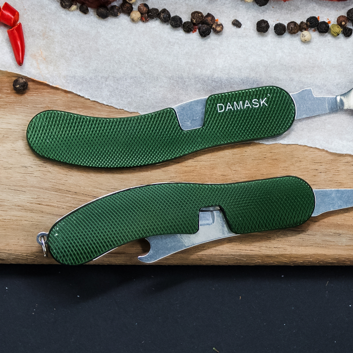 Tacam Pliabil Camping, Lingura, Furculita, Cutit, Desfacator bere, Portabil, Detasabil, Otel Inoxidabil [5]