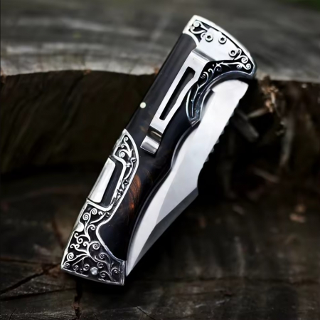Briceag Shark, Camping & Drumetie, Otel 440B, Maner Lemn Rosewood sau Rasina, 23 cm [2]