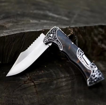 Briceag Shark, Camping & Drumetie, Otel 440B, Maner Lemn Rosewood sau Rasina, 23 cm [4]