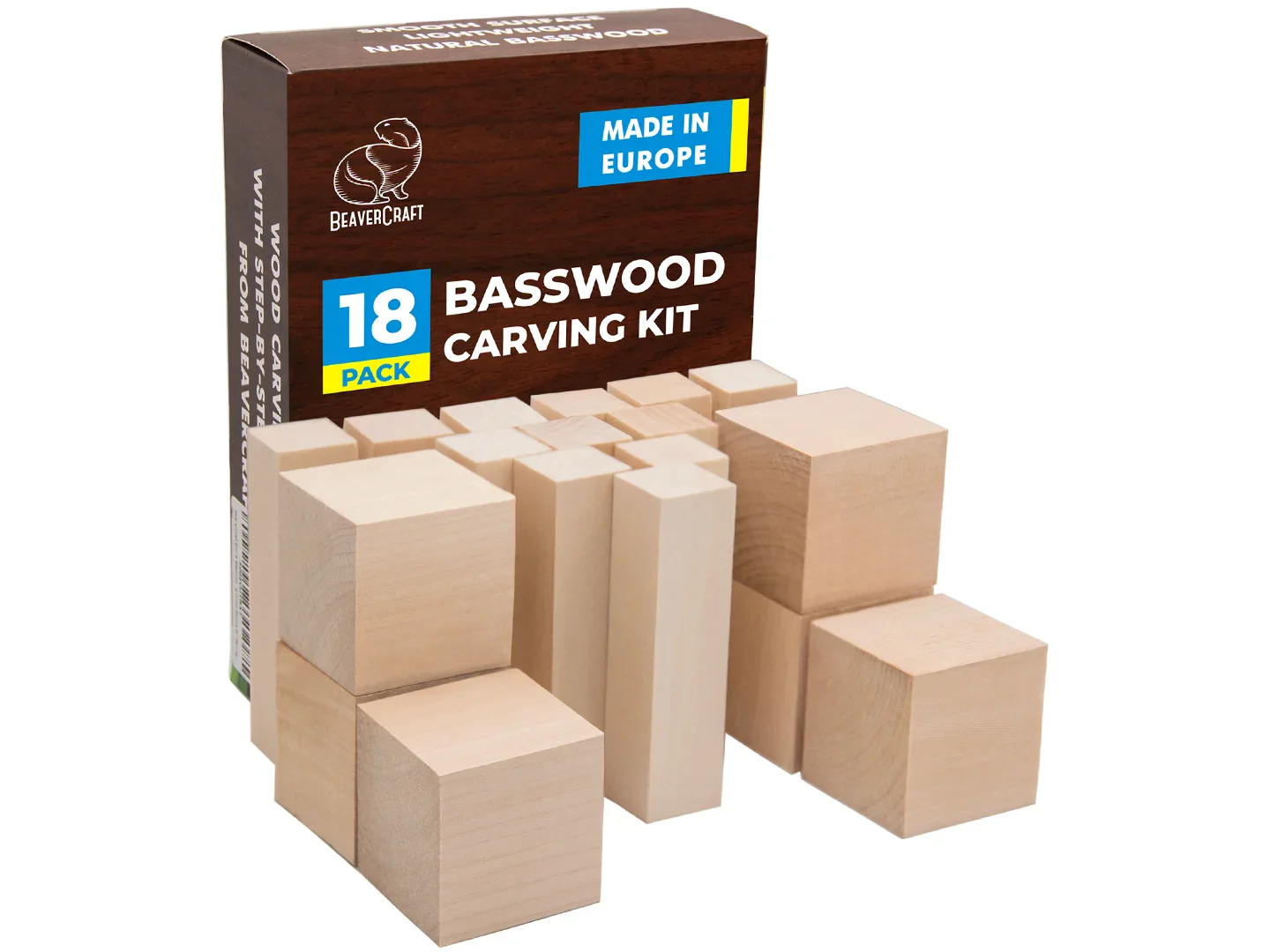 Cioplire si Sculptura - BW18 - Set 18 Blocuri din Lemn de Tei pt Sculptat