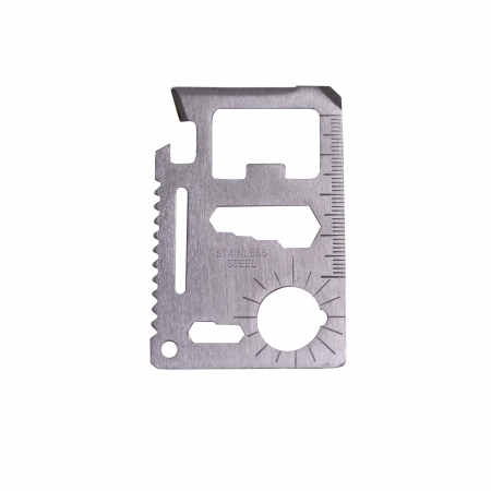 Accesorii - Card Supravietuire, 11 Unelte, Otel Inoxidabil, 7 cm
