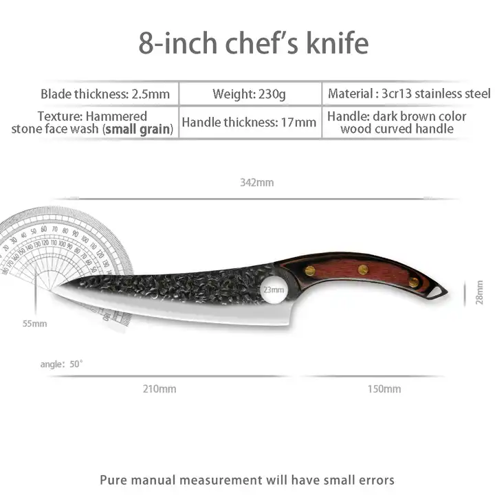 Cutit Anteater, Bucatarie & Camping, Finisaj Black Hammered, Otel 3Cr13Mov, Maner Lemn Pakka, 29 cm [4]