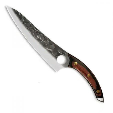 Cutite Bucatarie - Cutit Anteater, Bucatarie & Camping, Finisaj Black Hammered, Otel 3Cr13Mov, Maner Lemn Pakka, 29 cm