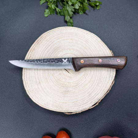 Cutit Barracuda, Bucatarie & Camping, Finisaj Hammered, Otel 4Cr13, Maner Lemn Wenge, 26 - 29.5 cm [4]