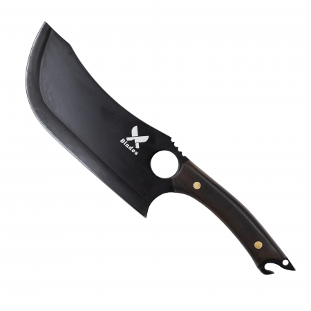 Cutite Bushcraft - Cutit Battle, Bucatarie & Camping, Finisaj Black, Otel 5Cr13, Maner Lemn Ebony, 30 cm