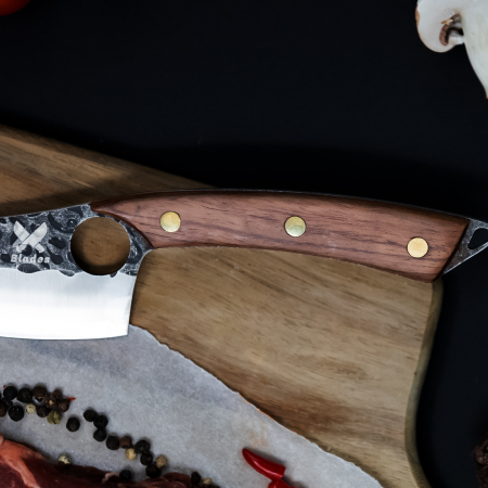 Cutit Dusty, Bucatarie & Camping, Finisaj Hammered, Otel 4Cr13, Maner Rose Wood, 25 cm [3]