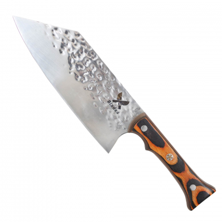 Cutite Bucatarie - Cutit Finesse, Bucatarie & Camping, Finisaj Hammered Lucios, Otel 5Cr13, Maner Lemn Pakka, 29.5 cm