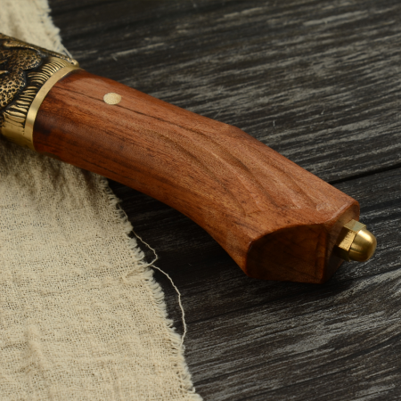 Cutit Golden Dragon III, Bucatarie & Camping, Finisaj Hammered, Otel 7Cr17, Maner Lemn Rosewood, 28.5 cm [8]