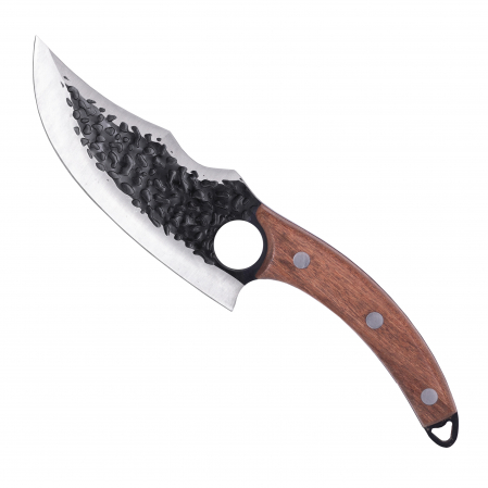 Cutite Japoneze - Cutit Japonez II, Bucatarie & Camping, Finisaj Hammered, Otel Inoxidabil 420, Maner Lemn, 26.5 cm