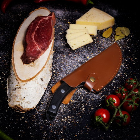 Cutit Japonez II, Bucatarie & Camping, Finisaj Hammered, Otel Inoxidabil 420, Maner Lemn, 26.5 cm [2]