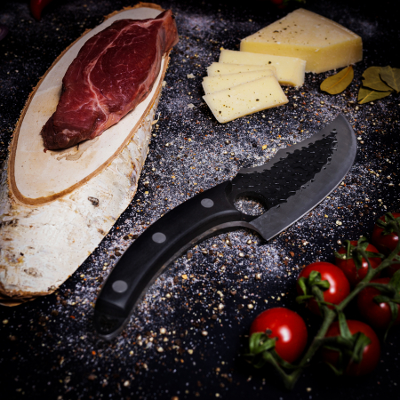 Cutit Japonez II, Bucatarie & Camping, Finisaj Hammered, Otel Inoxidabil 420, Maner Lemn, 26.5 cm [3]